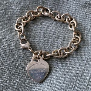 Tiffany & Co “please return to” heart dog tag bracelet with lobster clasp